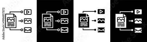 content distribution white icon set design
