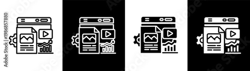 content optimization white icon set design