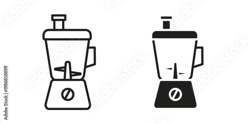 Food processor icon design. Editable outlined stroke and solid symbols
