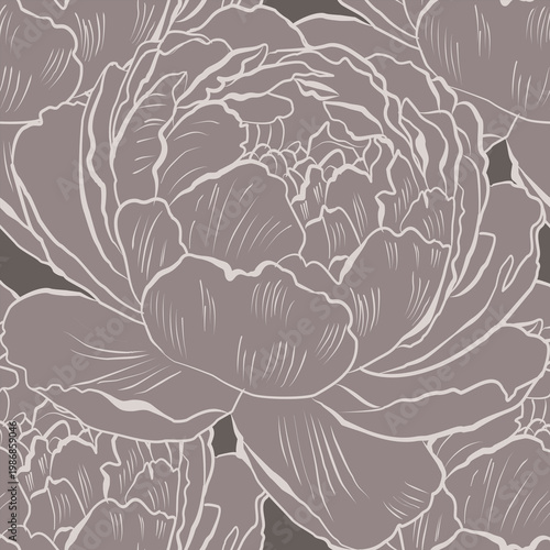 Close-up peony flower forming an elegant decorative background. Detailed petals and soft vintage tones create a refined botanical artwork perfect for prints, packaging, and design projects