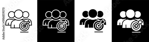 marketing target white icon set design