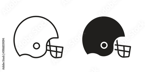 Football helmet icon design. Editable outlined stroke and solid symbols