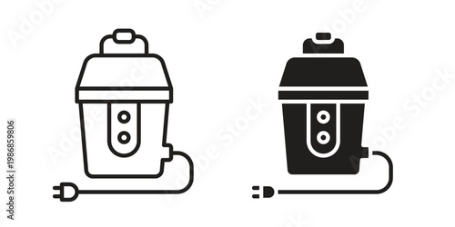 Garbage disposal icon design. Editable outlined stroke and solid symbols