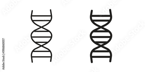 Genetic icon design. Editable outlined stroke and solid symbols
