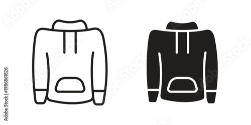 Hoodie icon design. Editable outlined stroke and solid symbols