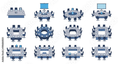 Collection of Modern Conference Room Tables and Chairs.