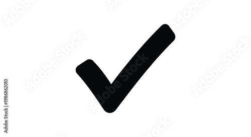 A simple black checkmark graphic against a stark white background representing confirmation or completion silhouette high quality professional detailed modern