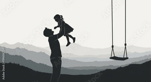 Silhouette of Parent Lifting Child in Joyful Embrace.
