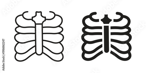 Human Ribs icon design. Editable outlined stroke and solid symbols