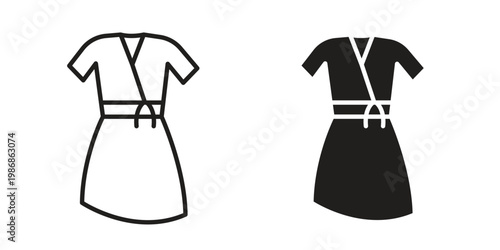 Jersey wrap dress icon design. Editable outlined stroke and solid symbols