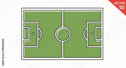 a green soccer field with white lines.