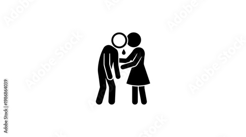 Woman Comforting Sad Man Figure