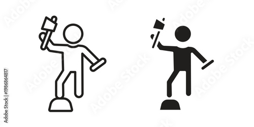 Lumberjack icon design. Editable outlined stroke and solid symbols