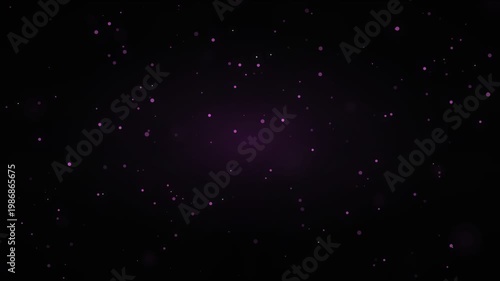 Darkness with subtle shimmering purple particles motion background abstract ethereal gentle flowing light dust overlay effect for design.