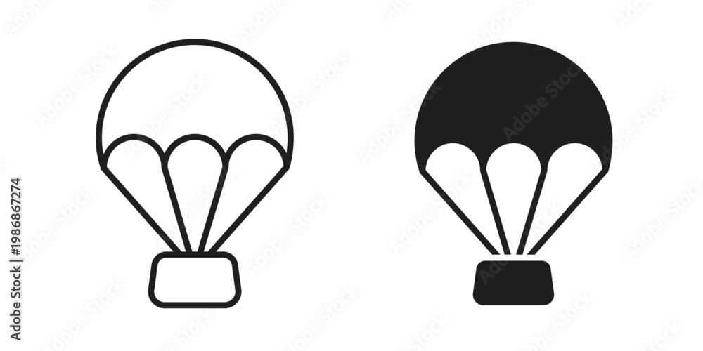 Foto Parachute icon design. Editable outlined stroke and solid symbols