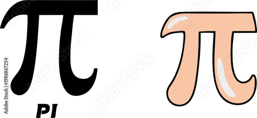 Vector mathematical constant pi symbol in two different styles