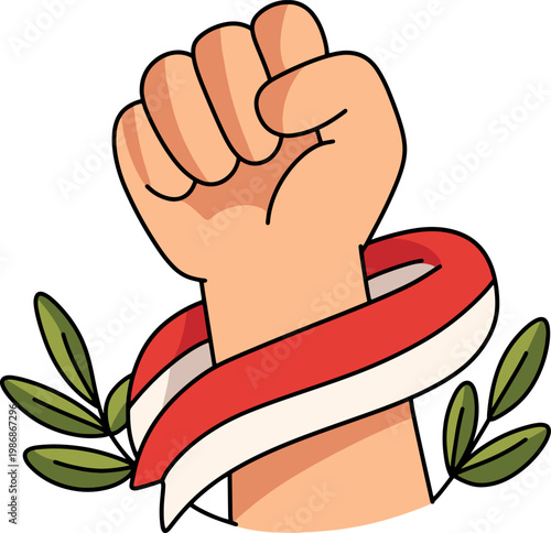 Freedom Fist Laurel Color Illustration Design