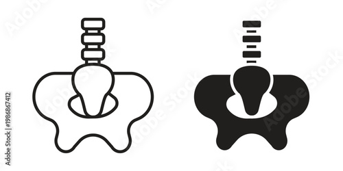 Pelvis icon design. Editable outlined stroke and solid symbols