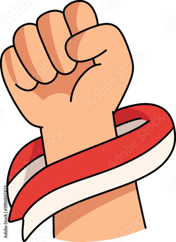 Freedom Fist Ribbon Color Illustration Design