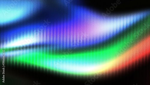 Soft colorful waves flowing on darkness with blue purple green and red, abstract glass effect noisy texture background, banner, backdrop, header, poster, cover design