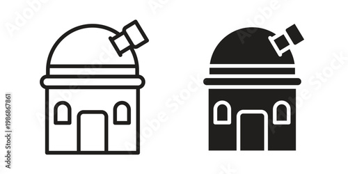 Planetarium icon design. Editable outlined stroke and solid symbols