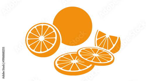 orange slices and whole orange icon.