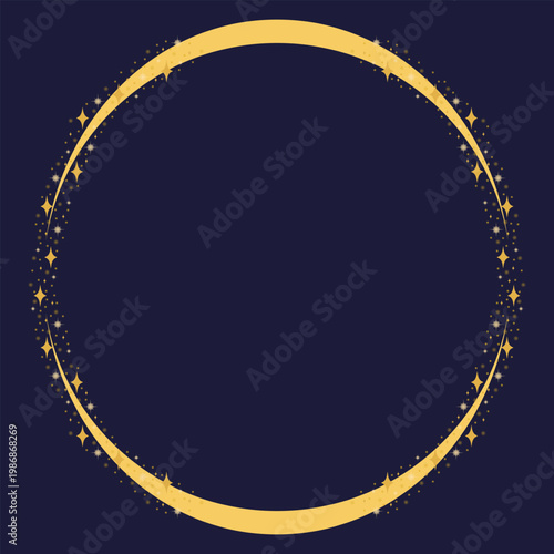 Yellow Golden Circle Border Frame With Glittering Star Decoration
