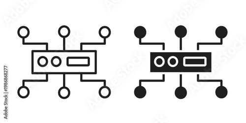Proxy server icon design. Editable outlined stroke and solid symbols