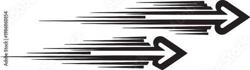 Fast speed motion arrows with motion blur lines for racing and delivery concept graphics isolated on transparent background vector illustration set.