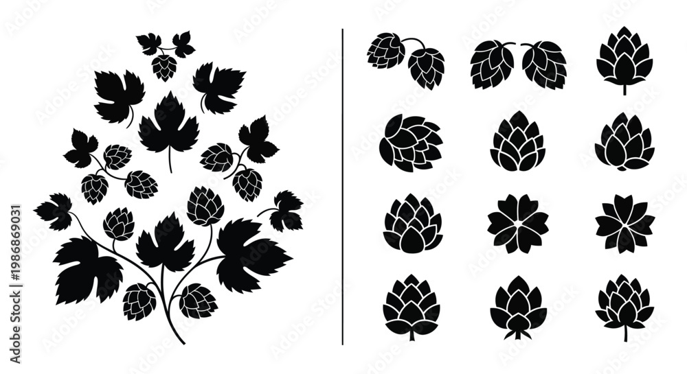 Φωτογραφία Black hop plant and cone designs a striking silhouette