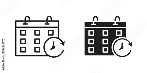 Reschedule icon design. Editable outlined stroke and solid symbols