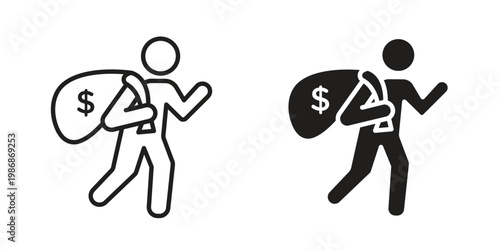 Robbery icon design. Editable outlined stroke and solid symbols