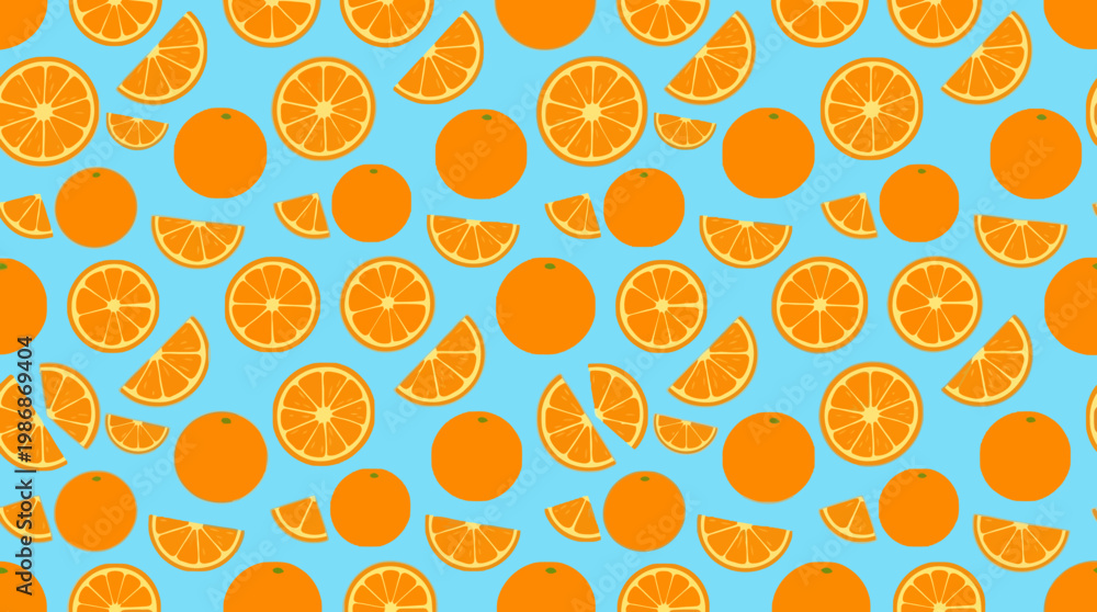 Εκτύπωση καμβά Vibrant orange slices on blue background.