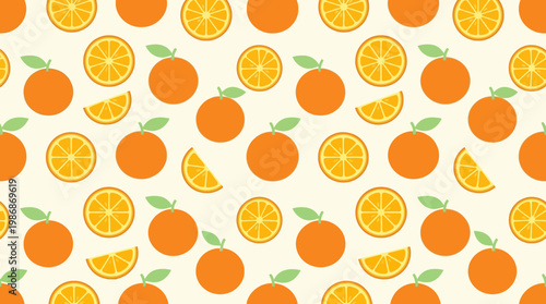 A vibrant pattern of oranges and slices.