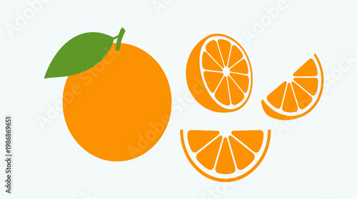A vibrant illustration of oranges and slices.