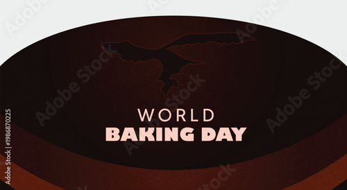 World Baking Day poster with warm bakery theme chocolate cake vector poster
