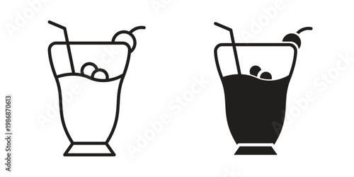 Smoothies icon design. Editable outlined stroke and solid symbols