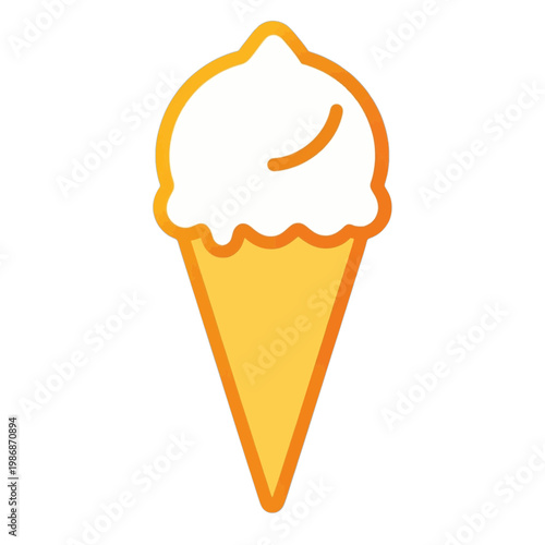 Ice Cream Cone Flat Icon with Dripping Swirl