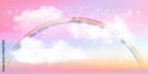 Sparkling pastel gradient with stars, glitter effects, and soft colors creates magical fairy-tale atmosphere for princess, unicorn, and fantasy-themed creative projects.