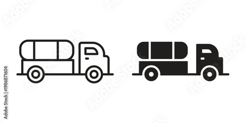 Tank truck icon design. Editable outlined stroke and solid symbols