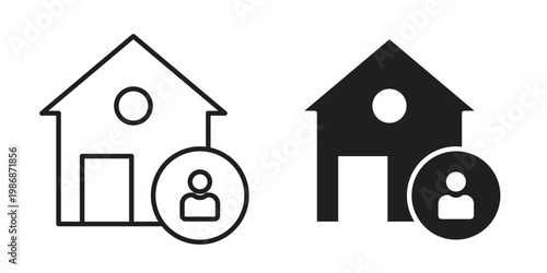 Tenant icon design. Editable outlined stroke and solid symbols