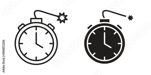 Time bomb icon design. Editable outlined stroke and solid symbols
