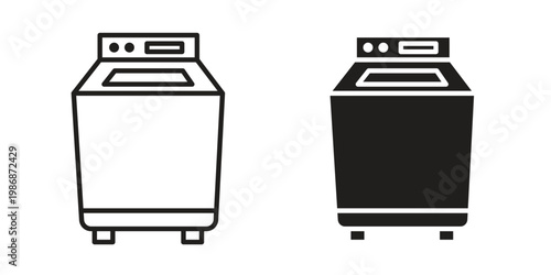 Top load washer icon design. Editable outlined stroke and solid symbols