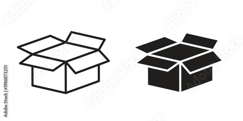Unpacking icon design. Editable outlined stroke and solid symbols