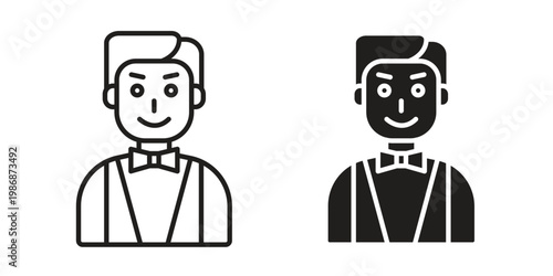 Ventriloquist icon design. Editable outlined stroke and solid symbols