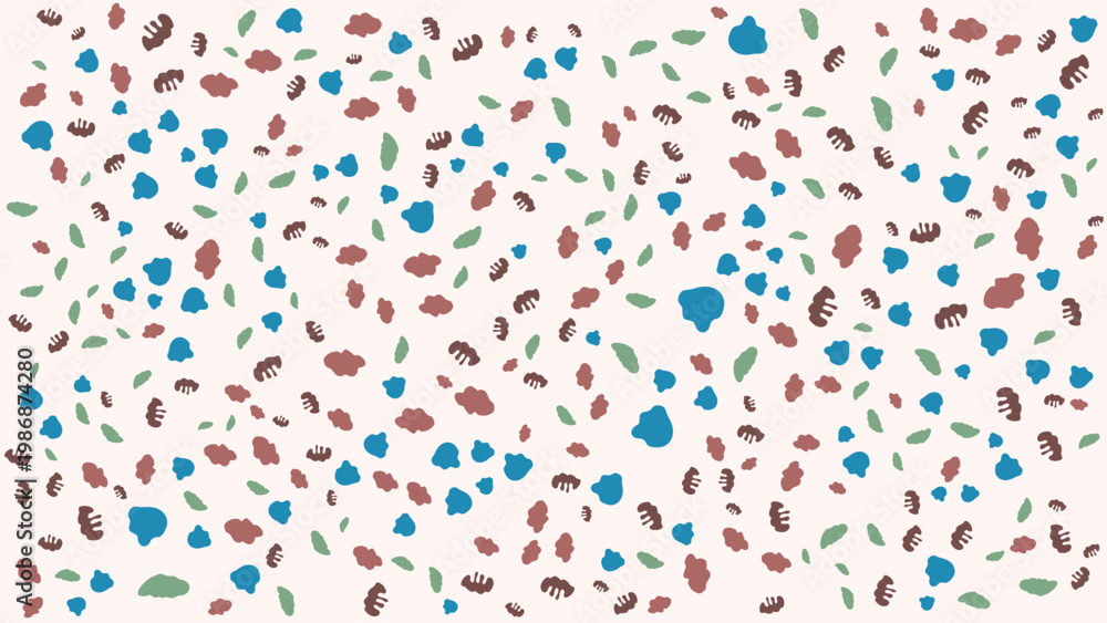 Fototapeta premium Illustration Seamless Abstract Background Pattern with Colorful Organic Shapes . Modern Memphis Style Texture with Playful Elements in Blue, Green, Orange and Beige Tones Design Vector