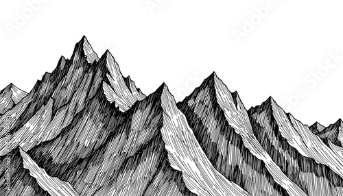 Dramatic mountain range silhouette a striking black and white landscape