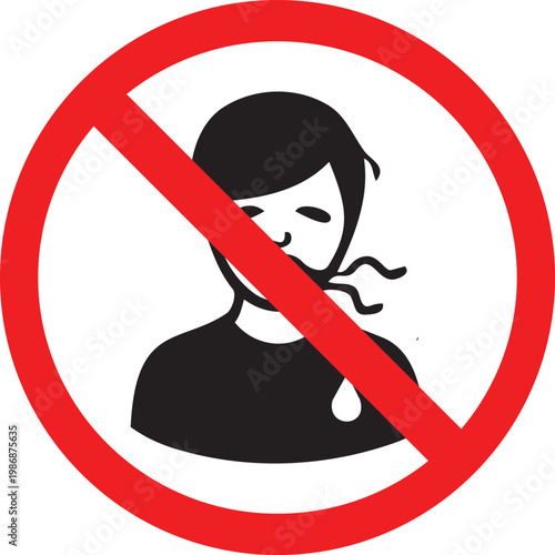 No spitting symbol prohibition sign indicating forbidden action vector illustration for public health and hygiene awareness