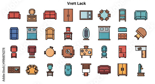 Collection of various furniture icons in a grid layout.