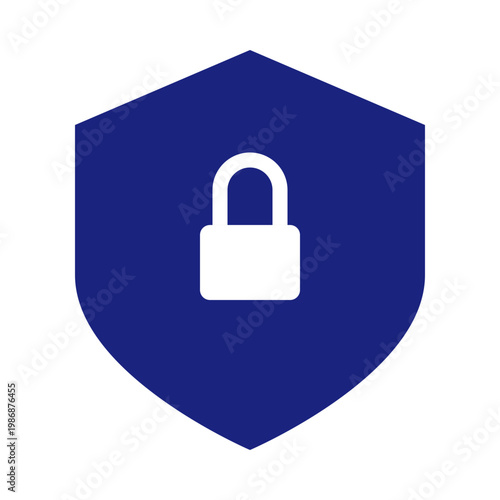 Blue shield icon with white padlock